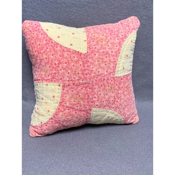 Handmade Pink & White Patchwork Quilted Pillow - Picture 6 of 10